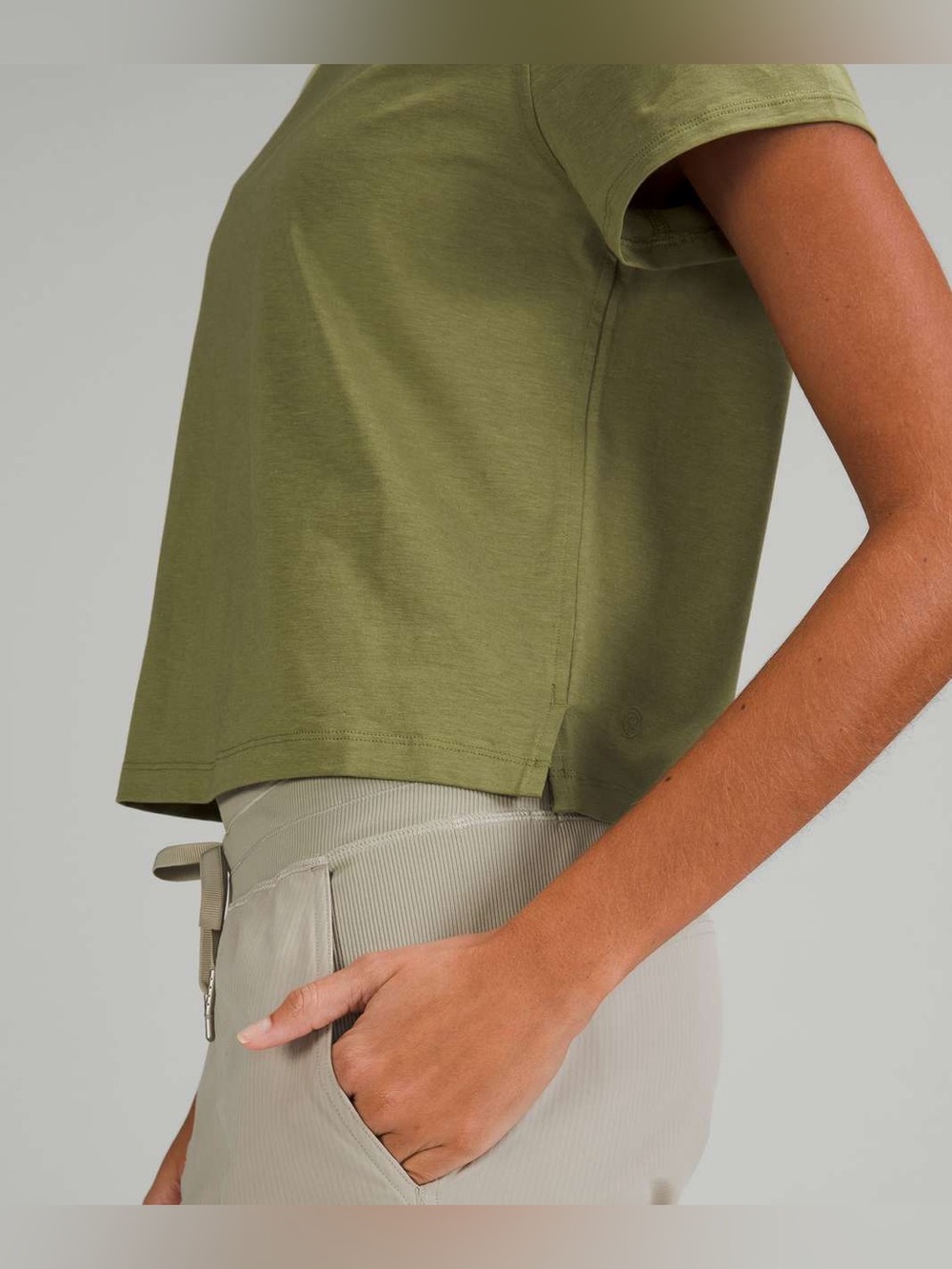 Lululemon Classic-Fit Cotton-Blend Cropped Short Sleeve Workout Run T-Shirt - Picture 4 of 6